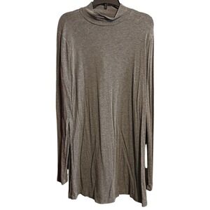 New Directions Womens Top Stretch Mock Neck Long Sleeve Pullover Gray‎ Medium